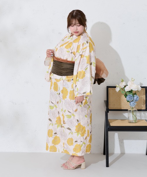 大きいサイズFLORAL YUKATA SET/花柄浴衣セット　3L Louiosy 浴衣 「大きいサイズ」花柄浴衣セット レディース