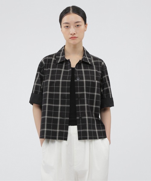 ブラウス シャツ COTTON LINEN CHECK レディース