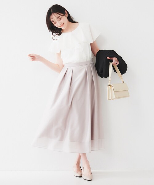 ブラウス シャツ 「きれいめ/洗える/フリル」ラッフルシアーブラウス レディースの画像