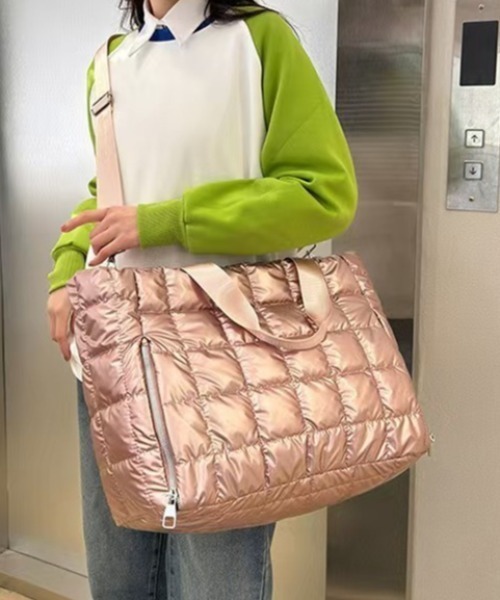 ボストンバッグ パフィー キルティング トラベルエナメルショルダー