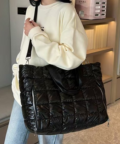 ボストンバッグ パフィー キルティング トラベルエナメルショルダー