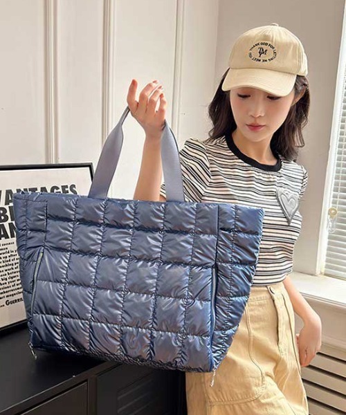 ボストンバッグ パフィー キルティング トラベルエナメルショルダー