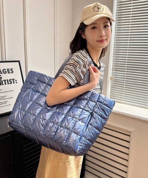 ボストンバッグ パフィー キルティング トラベルエナメルショルダー