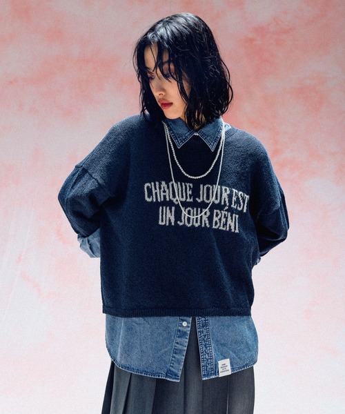 LEPSIM（レプシィム） ニット セーター 7ゲージジャガードロゴ6分袖