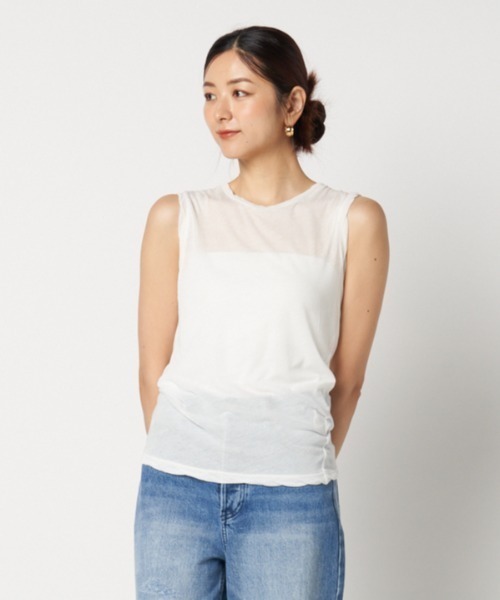 tシャツ SHEER COTTON SLEEVELESS TEE レディース