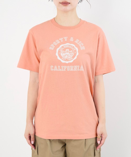 tシャツ 「SPORTY ＆ RICH」”CALIFORNIA”ロゴプリント ソフトT-shirt レディース