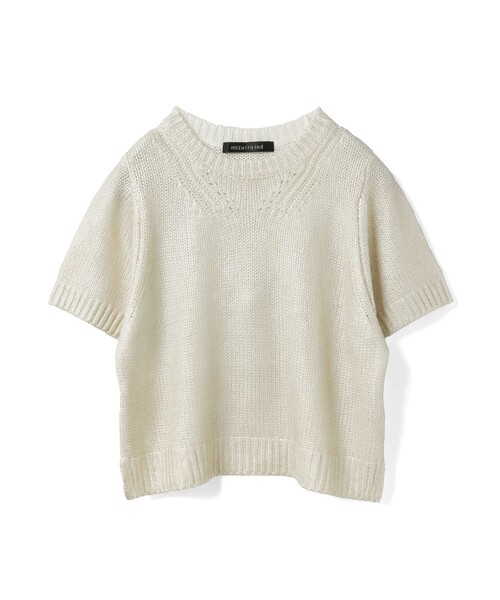 mizuiroind ニット セーター mizuiro ind 箔プリントハーフスリーブ