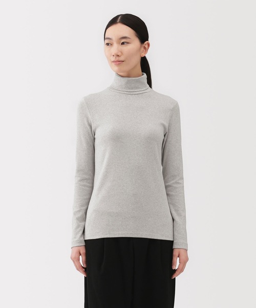 無印良品（MUJI） tシャツ 婦人 起毛フライス編みタートルネック長袖T