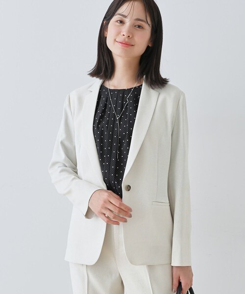 【美品】 INDIVI クロストレッチ スーツ ジャケット パンツ ストライプM INDIVI スーツ 「通勤スーツ」ドライタッチテーラードジャケット