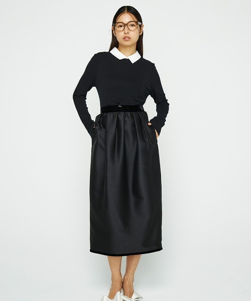 mikomori（ミコモリ） スカート × THIRD MAGAZINE」SILK WOOL TUCK