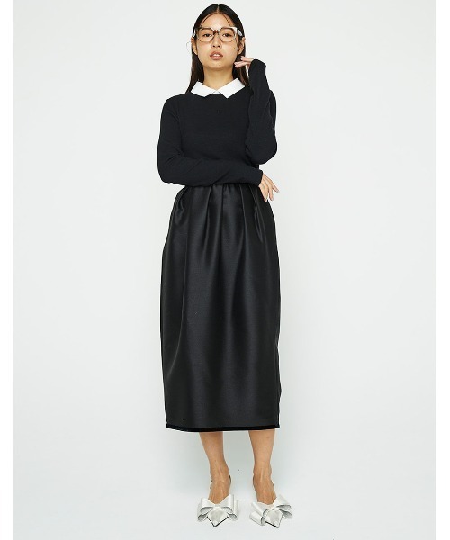 mikomori × THIRD MAGAZINE ツイルスカート mikomori（ミコモリ） スカート × THIRD MAGAZINE」SILK WOOL TUCK
