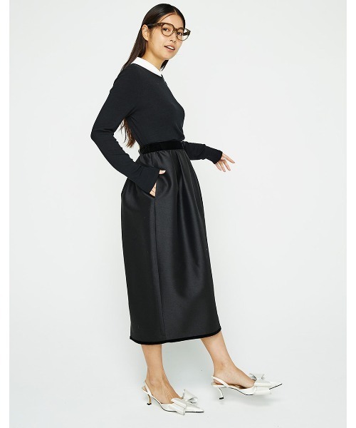 mikomori（ミコモリ） スカート × THIRD MAGAZINE」SILK WOOL TUCK