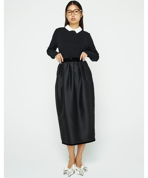 mikomori（ミコモリ） スカート × THIRD MAGAZINE」SILK WOOL TUCK