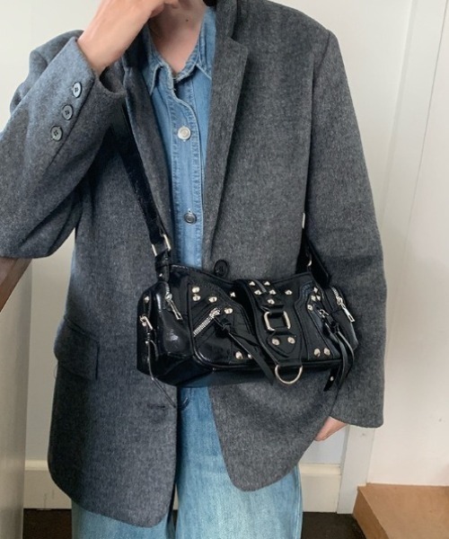 ショルダーバッグ バッグ スタッズデザインショルダーバッグ