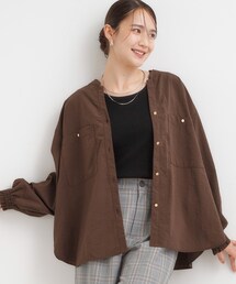 DRESKIP ブラウス シャツ 「洗える/S-LL」羽織りにもなる ビック