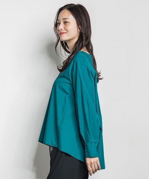 ロートレアモン（LAUTREAMONT）/キーネックエアリータックブラウス ≪接触冷感/洗濯機で洗える≫ LAUTREAMONT（ロートレアモン） ブラウス シャツ キーネックエアリー