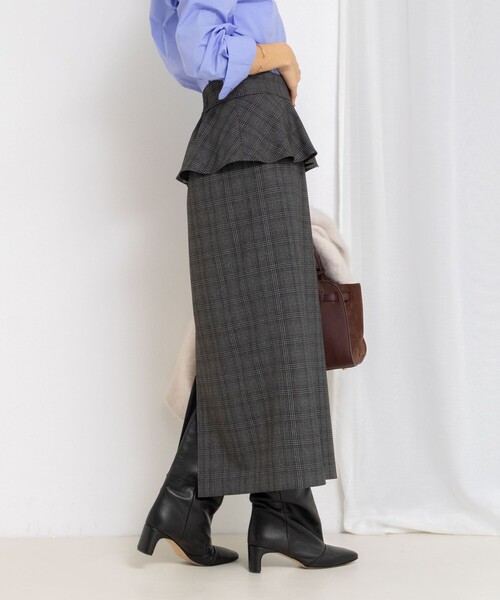 NOLLEY'S（ノーリーズ） スカート ウォッシャブルペプラムタイトミディ