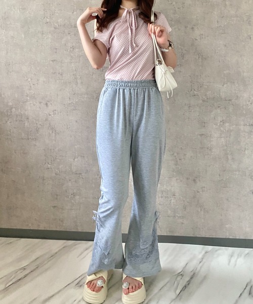 レイヤードフレアスウェットパンツ RAY CASSIN】ピグメントレースフレアスウェットパンツ | OUTLET