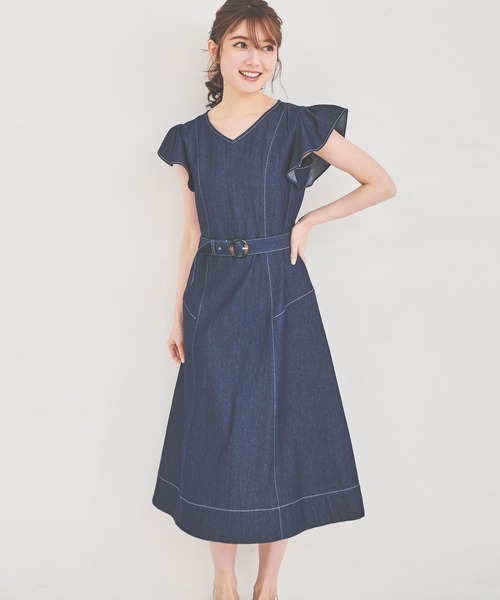 「LAISSE PASSE」 ノースリーブワンピース 36 ネイビー レディース_画像3