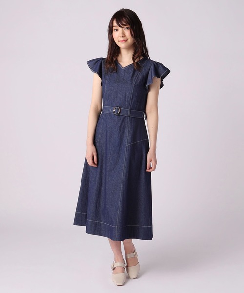 「LAISSE PASSE」 ノースリーブワンピース 36 ネイビー レディース_画像5