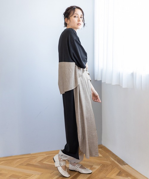 「OSMOSIS」 半袖ワンピース ONE SIZE ブラック レディース_画像4