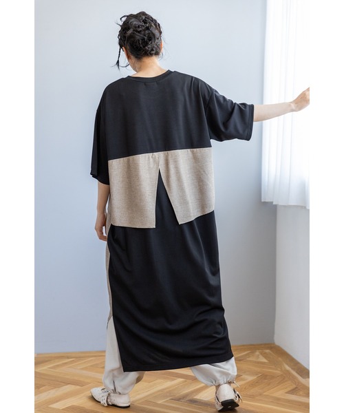 「OSMOSIS」 半袖ワンピース ONE SIZE ブラック レディース_画像5