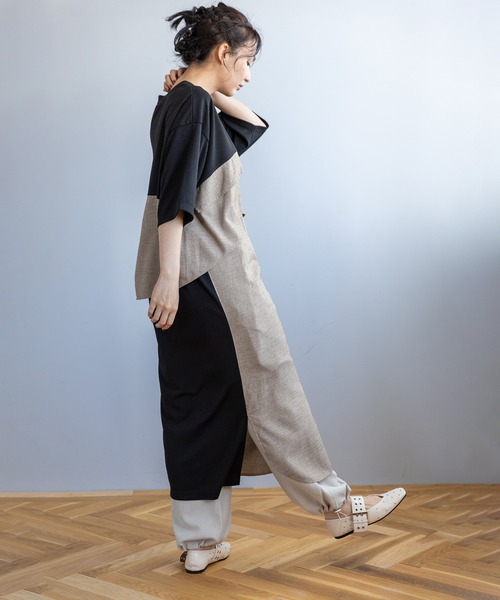 「OSMOSIS」 半袖ワンピース ONE SIZE ブラック レディース_画像6