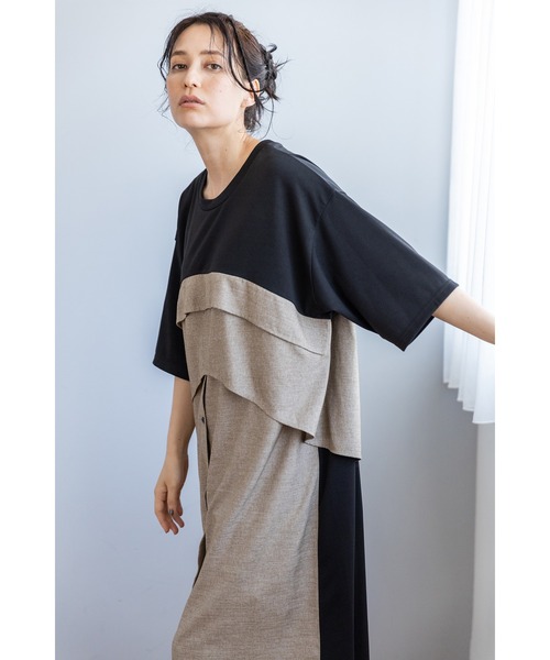 「OSMOSIS」 半袖ワンピース ONE SIZE ブラック レディース_画像7