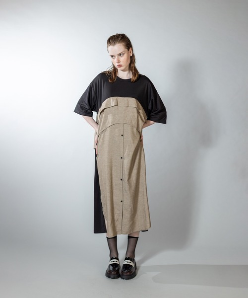 「OSMOSIS」 半袖ワンピース ONE SIZE ブラック レディース_画像9