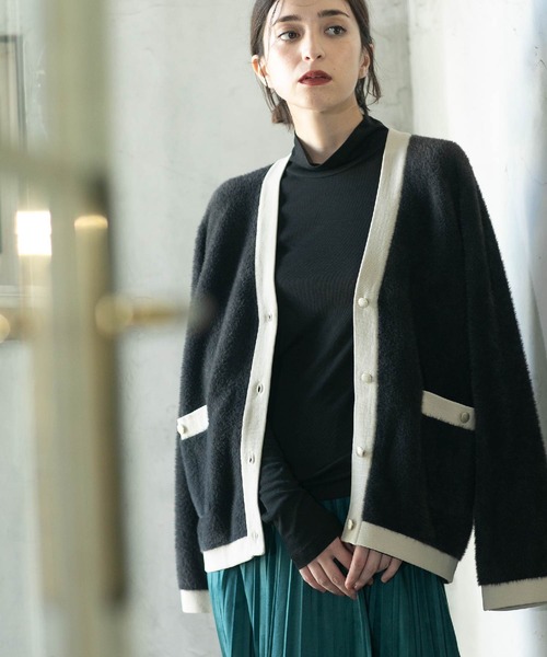 「OPAQUE.CLIP」 ニットカーディガン 38 ベージュ レディース_画像3