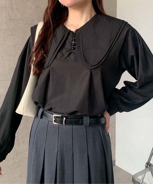 Maison de Dolce ボリュームスリーブブラウス　ブラック TOPS | maison de Dolce.