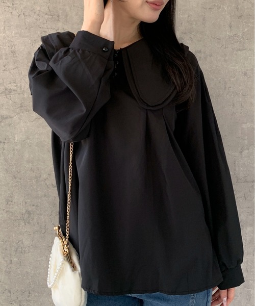 Maison de Dolce ボリュームスリーブブラウス　ブラック TOPS | maison de Dolce.