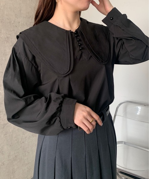 Maison de Dolce ボリュームスリーブブラウス　ブラック TOPS | maison de Dolce.
