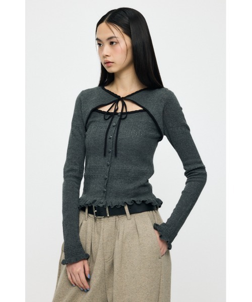 【26年SS新作】BOW DESIGN LAYERED ニット MOUSSY（マウジー） ニット セーター 「26年SS新作」BOW DESIGN