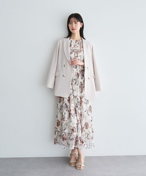 ワンピース フラワー柄シアープリーツワンピースの画像