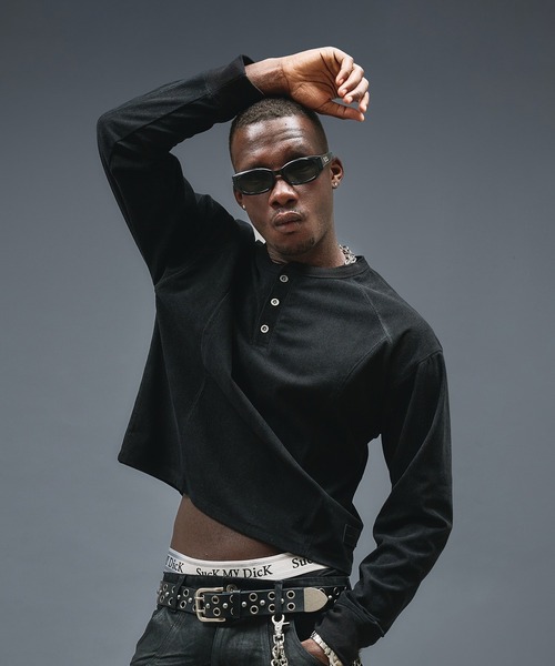 ANDER HUNK tシャツ Henry neck Short Rib LS / ヘンリーネック