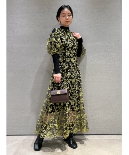「LILY BROWN」 半袖ワンピース ONE SIZE ネイビー レディース_画像3