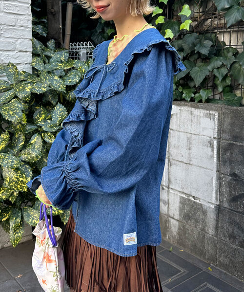「HELLO.SANFRANCISCO」 長袖ブラウス ONE SIZE ブルー レディース_画像5
