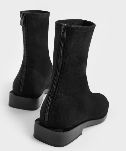 CHARLES ＆ KEITH ブーツ スクエアトゥ ジップアップアンクル