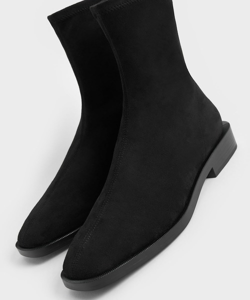 CHARLES ＆ KEITH ブーツ スクエアトゥ ジップアップアンクル