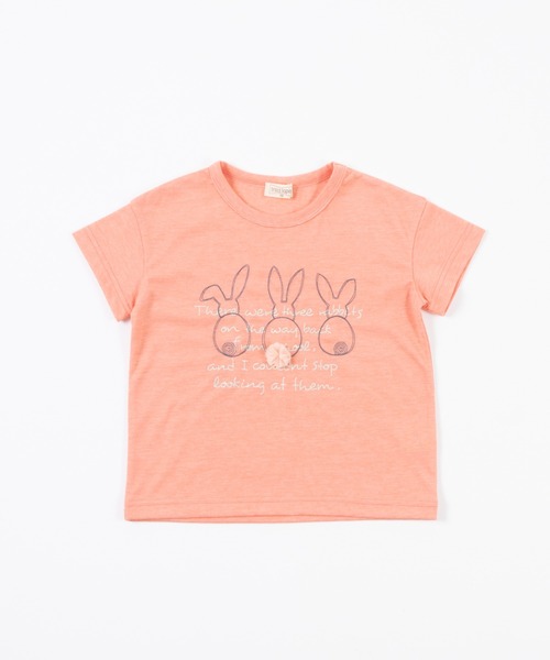 trois lapins kp tシャツ うさぎ刺しゅう半袖Tシャツ(100〜130