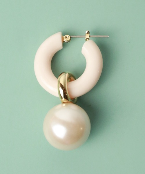 LOVE BY e.m. ピアス ピンクパールフープピアス レディース