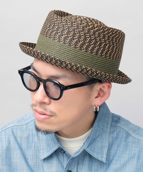 Basiquenti 帽子 ハット モザイクブレード ペーパー ポークパイ