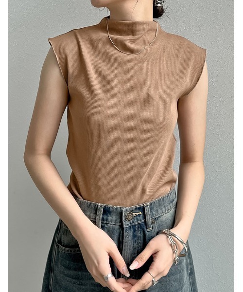 超激安最終値下げ！！美品！！ユリウスリミテッドプリントノースリーブカットソー Re:EDIT tシャツ リブカットソーハイネックノースリーブトップス