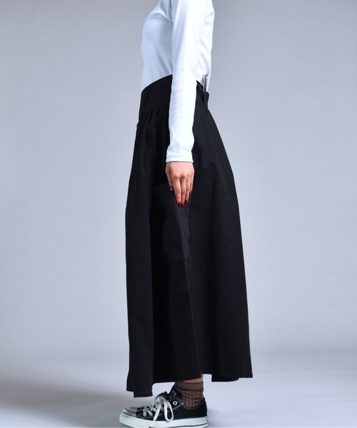 定価2.3万 Sov. タック ロングスカート フレア ブラック サイズ38 Sov. - 定価2.3万 Sov. タック ロングスカート フレア ブラック
