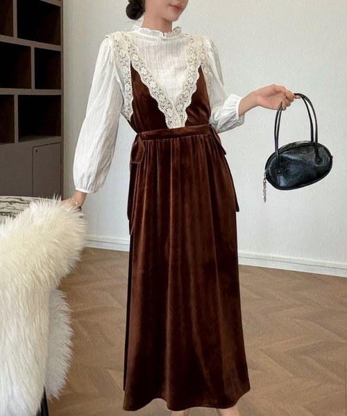 Sibra（シブラ） ワンピース ベルベットレースワンピース : ZOZOTOWN