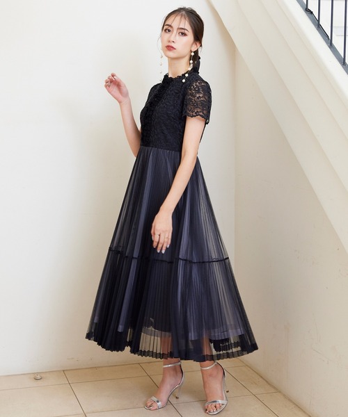 美品✨ミュウミュウ 襟付きフリルプリーツワンピース Aライン フレア ピンク40 Audie a Muses ワンピース チュールプリーツワンピース