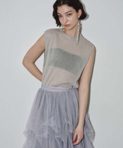 LA BELLE ETUDE tシャツ シアークルーネックノースリーブニット
