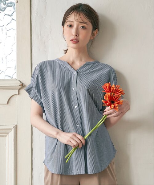 ikka tシャツ 前後2WAY袖タックプルオーバー レディース