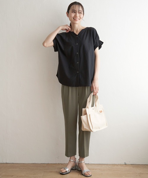 ikka tシャツ 前後2WAY袖タックプルオーバー レディース